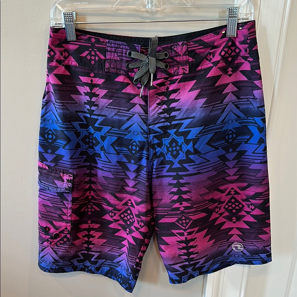 Ocean Current Tribal Pink and Blue Board Shorts